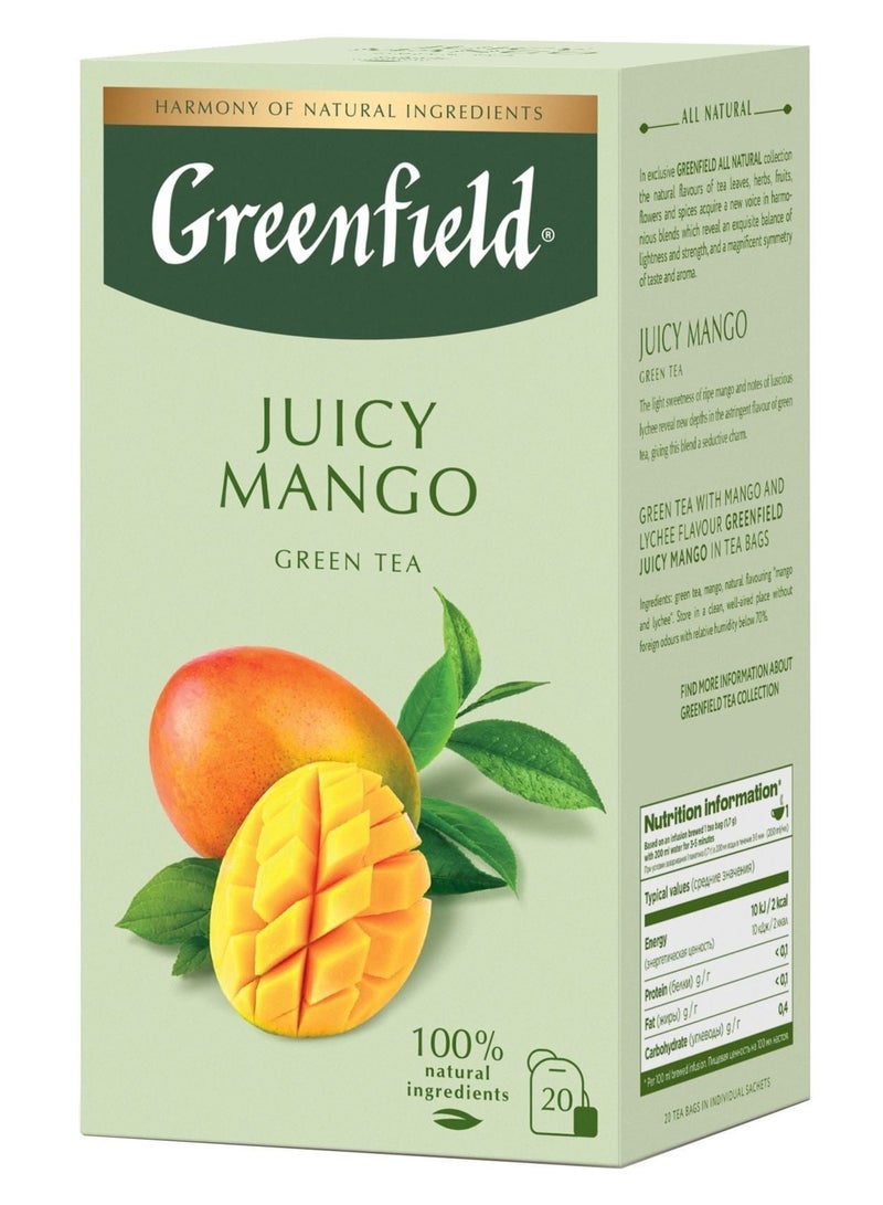 Greenfield Juicy Mango Green Tea 20 Tea Bags 34 Gm